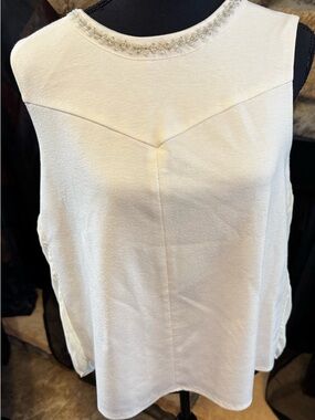 Jennifer Lopez Cream Embellished Sleeveless Camisole